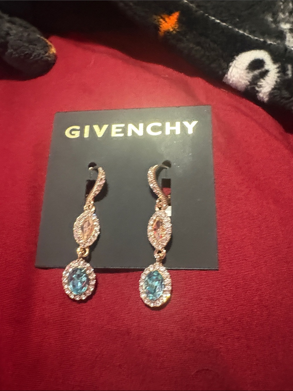 Givenchy Gold-Tone Earrings with Blue Crystal Drops